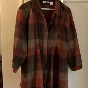 Serengeti Plaid Tunic Shirt in Rust, Olive & Brown